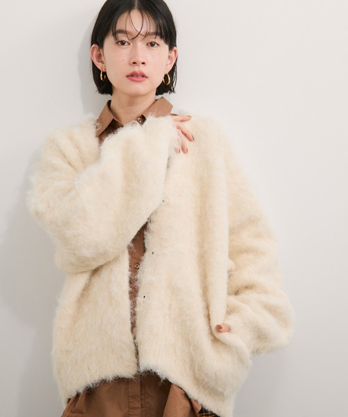 LE CERCLE par rope'（ルセルクルパーロペ）の「アルパカタッチヤーンカーディガン（カーディガン/ボレロ・レディース・ホワイト系その他2/ラベンダー/ミント/グレー・FREE）」の2枚目の写真