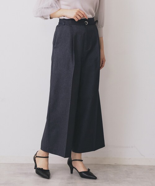 index（インデックス）の「ベルト付きストレッチワイドパンツ【洗濯機洗い可】（その他パンツ・レディース・ナチュラル/ブルー系その他/ネイビー・40/36/42/38）」の3枚目の写真