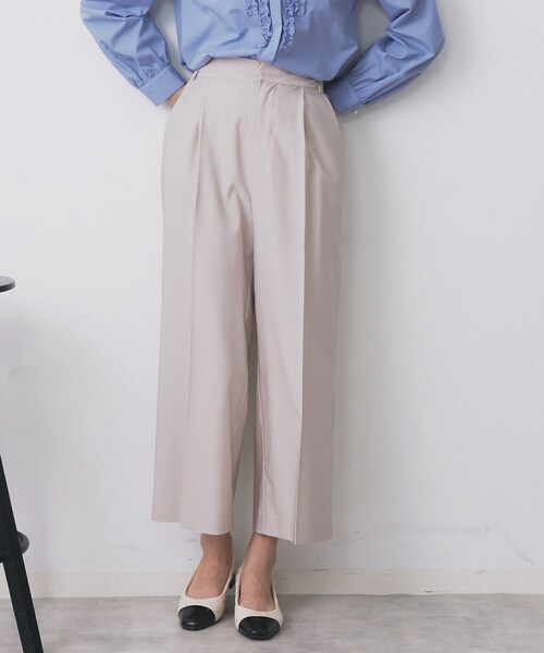index（インデックス）の「ベルト付きストレッチワイドパンツ【洗濯機洗い可】（その他パンツ・レディース・ナチュラル/ブルー系その他/ネイビー・40/36/42/38）」の4枚目の写真