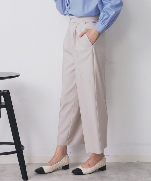 index（インデックス）の「ベルト付きストレッチワイドパンツ【洗濯機洗い可】（その他パンツ・レディース・ナチュラル/ブルー系その他/ネイビー・40/36/42/38）」の5枚目の写真