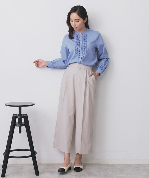 index（インデックス）の「ベルト付きストレッチワイドパンツ【洗濯機洗い可】（その他パンツ・レディース・ナチュラル/ブルー系その他/ネイビー・40/36/42/38）」の7枚目の写真