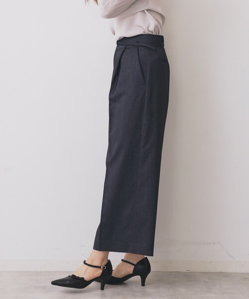 index（インデックス）の「ベルト付きストレッチワイドパンツ【洗濯機洗い可】（その他パンツ・レディース・ナチュラル/ブルー系その他/ネイビー・40/36/42/38）」の10枚目の写真