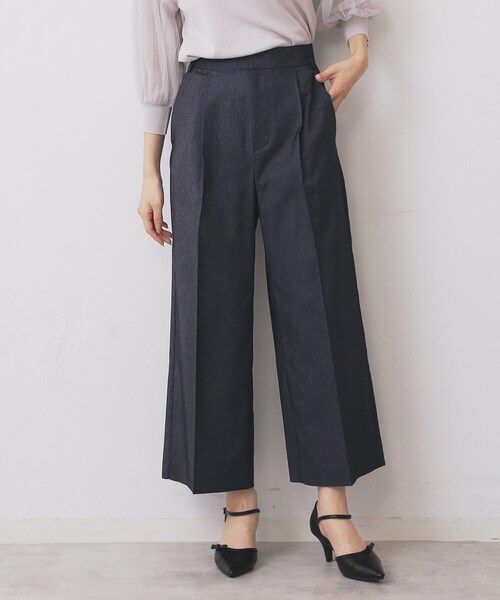 index（インデックス）の「ベルト付きストレッチワイドパンツ【洗濯機洗い可】（その他パンツ・レディース・ナチュラル/ブルー系その他/ネイビー・40/36/42/38）」の13枚目の写真