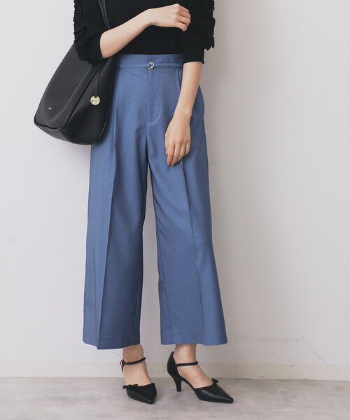 index（インデックス）の「ベルト付きストレッチワイドパンツ【洗濯機洗い可】（その他パンツ・レディース・ナチュラル/ブルー系その他/ネイビー・40/36/42/38）」の16枚目の写真