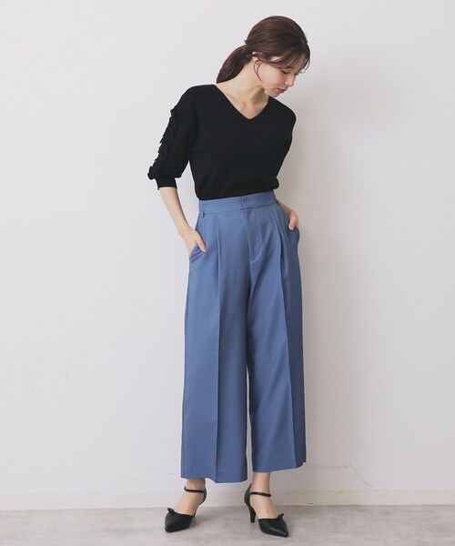 index（インデックス）の「ベルト付きストレッチワイドパンツ【洗濯機洗い可】（その他パンツ・レディース・ナチュラル/ブルー系その他/ネイビー・40/36/42/38）」の20枚目の写真