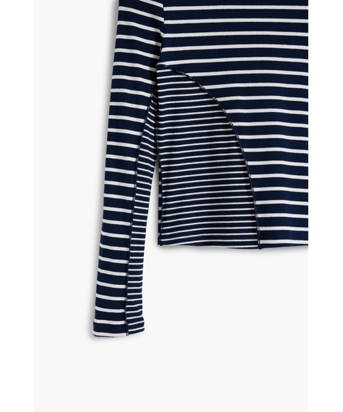 Desigual（デシグアル）の「パッチワークストライプ ラウンドネック長袖Tシャツ（Tシャツ/カットソー・レディース・ブラック・S/M/L/XL/XS）」の2枚目の写真