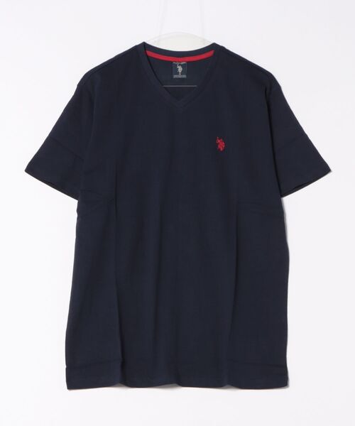 U.S. POLO ASSN.(ユーエスポロアッスン)の「《Bl》【U.S. POLO ASSN】 ⅤネックコットンTシャツ(Tシャツ/カットソー・メンズ・ネイビー/ブラック/ホワイト/イエロー・LARGE/X-LARGE/MEDIUM)」の4枚目の写真