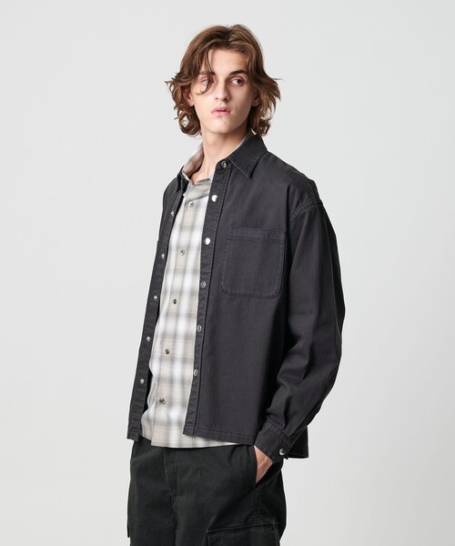 MONKEY TIME（モンキータイム）の「ドビー ヘリンボーン ミリタリー シャツ（シャツ/ブラウス・メンズ・パープル/ブラック・L/M/S/XL）」の6枚目の写真