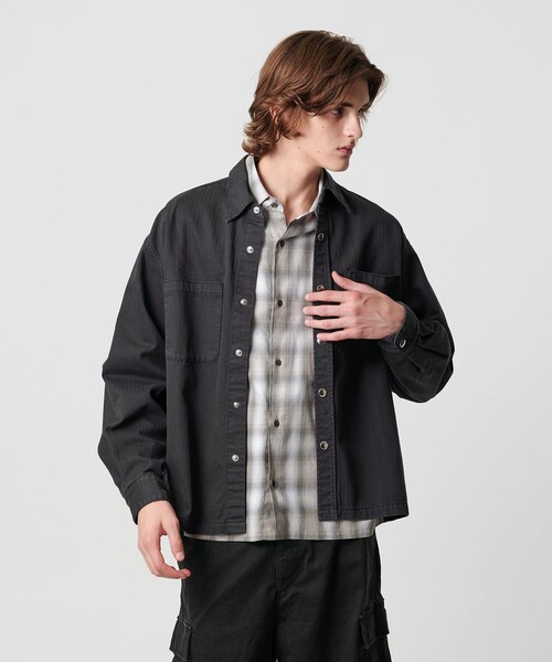 MONKEY TIME（モンキータイム）の「ドビー ヘリンボーン ミリタリー シャツ（シャツ/ブラウス・メンズ・パープル/ブラック・L/M/S/XL）」の4枚目の写真