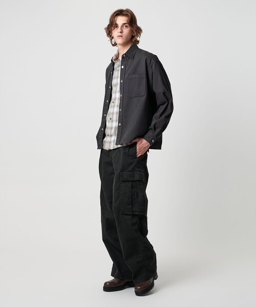 MONKEY TIME（モンキータイム）の「ドビー ヘリンボーン ミリタリー シャツ（シャツ/ブラウス・メンズ・パープル/ブラック・L/M/S/XL）」の3枚目の写真