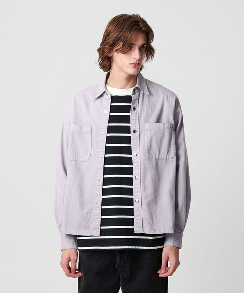 MONKEY TIME（モンキータイム）の「ドビー ヘリンボーン ミリタリー シャツ（シャツ/ブラウス・メンズ・パープル/ブラック・L/M/S/XL）」の9枚目の写真