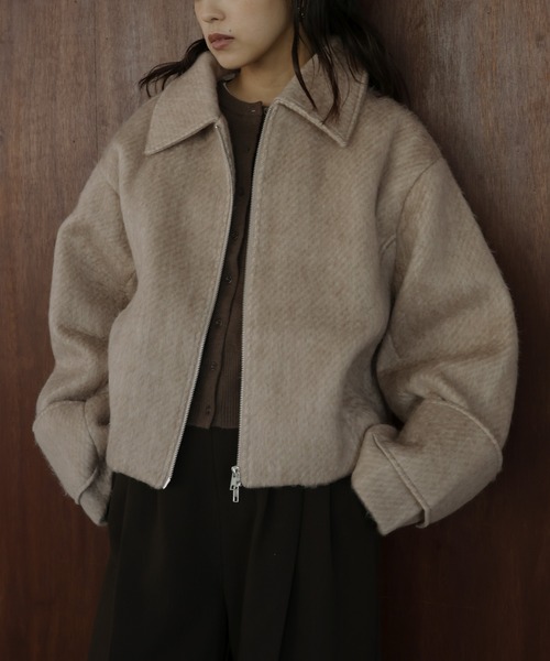 シャギーショートジップブルゾン（ブルゾン）｜hellam（へラム）の