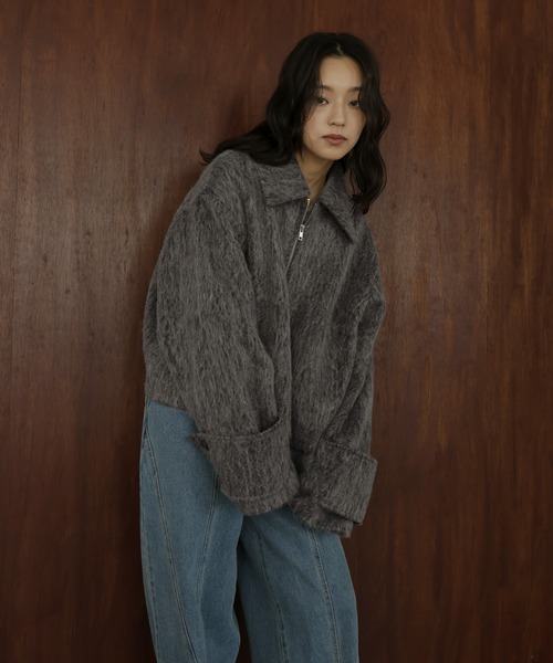 セール】シャギーショートジップブルゾン（ブルゾン）｜hellam（へラム