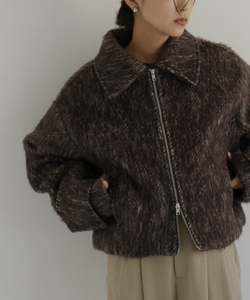 セール】シャギーショートジップブルゾン（ブルゾン）｜hellam（へラム