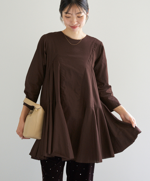 AAYUSHI アユーシ　カットワークスカラップパフスリーブワンピース　ブラック SEN0203〕カットワークスカラップパフスリーブワンピース | AAYUSHI