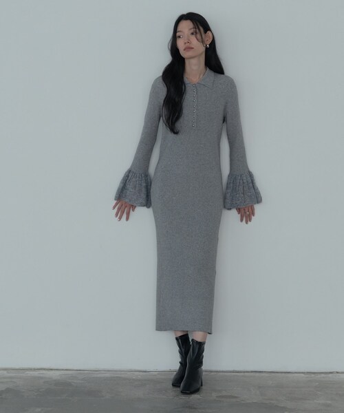 GALLEST（ギャレスト）の「ポロニットワンピース（ワンピース・レディース・グレー系4/ブラック・38/34）」の3枚目の写真