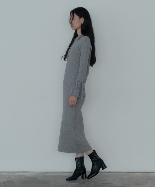 GALLEST（ギャレスト）の「ポロニットワンピース（ワンピース・レディース・グレー系4/ブラック・38/34）」の5枚目の写真