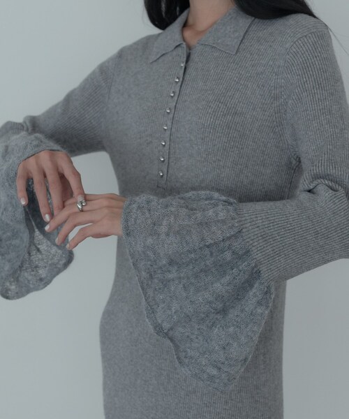 GALLEST（ギャレスト）の「ポロニットワンピース（ワンピース・レディース・グレー系4/ブラック・38/34）」の8枚目の写真