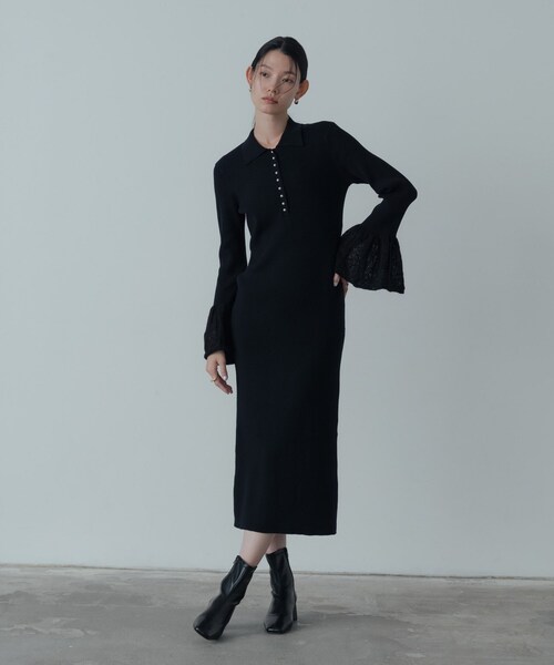 GALLEST（ギャレスト）の「ポロニットワンピース（ワンピース・レディース・グレー系4/ブラック・38/34）」の11枚目の写真