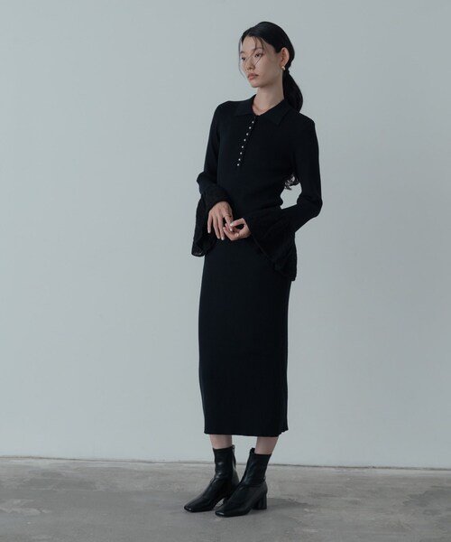 GALLEST（ギャレスト）の「ポロニットワンピース（ワンピース・レディース・グレー系4/ブラック・38/34）」の12枚目の写真