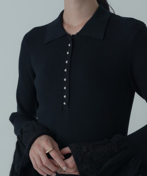 GALLEST（ギャレスト）の「ポロニットワンピース（ワンピース・レディース・グレー系4/ブラック・38/34）」の15枚目の写真