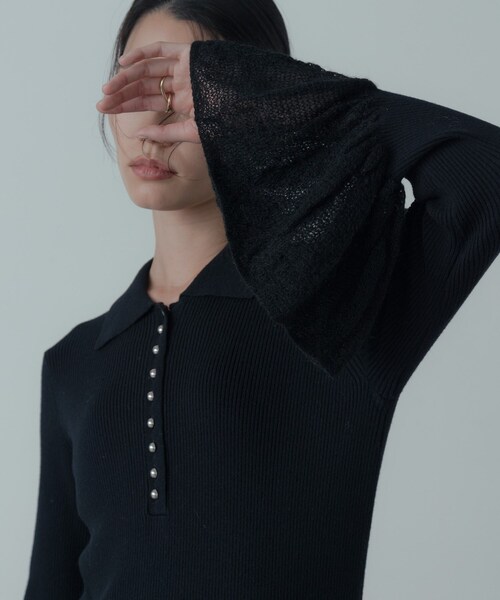 GALLEST（ギャレスト）の「ポロニットワンピース（ワンピース・レディース・グレー系4/ブラック・38/34）」の16枚目の写真