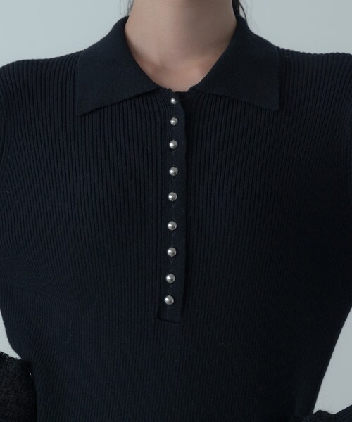 GALLEST（ギャレスト）の「ポロニットワンピース（ワンピース・レディース・グレー系4/ブラック・38/34）」の18枚目の写真