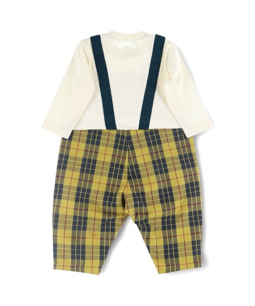 BRANSHES(ブランシェス)の「【おそろい】チェック柄カバーオール(ロンパース・キッズ・イエロー/ブラック・80/70)」の3枚目の写真
