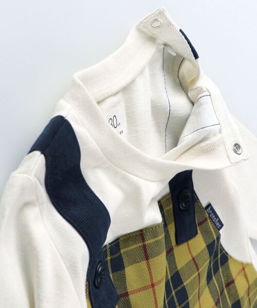 BRANSHES(ブランシェス)の「【おそろい】チェック柄カバーオール(ロンパース・キッズ・イエロー/ブラック・80/70)」の5枚目の写真