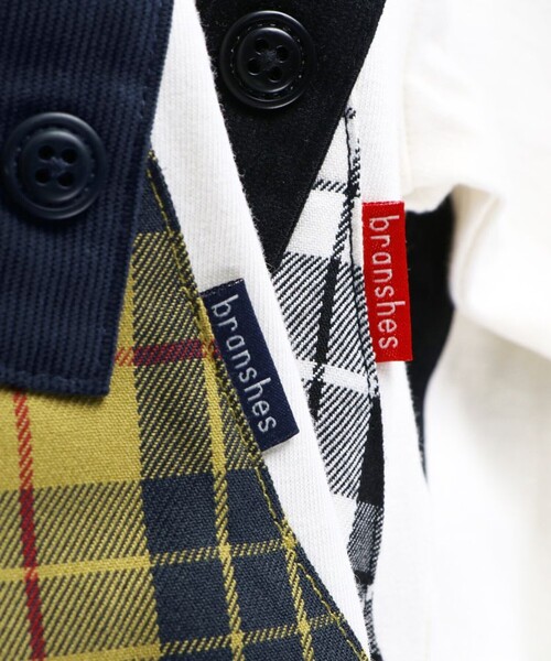 BRANSHES(ブランシェス)の「【おそろい】チェック柄カバーオール(ロンパース・キッズ・イエロー/ブラック・80/70)」の6枚目の写真