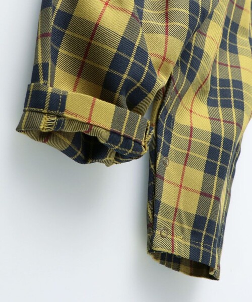 BRANSHES(ブランシェス)の「【おそろい】チェック柄カバーオール(ロンパース・キッズ・イエロー/ブラック・80/70)」の10枚目の写真
