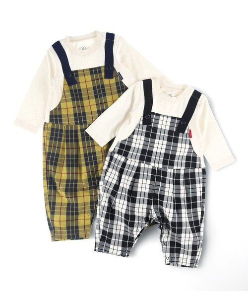 おそろい】チェック柄カバーオール（ロンパース）｜branshes