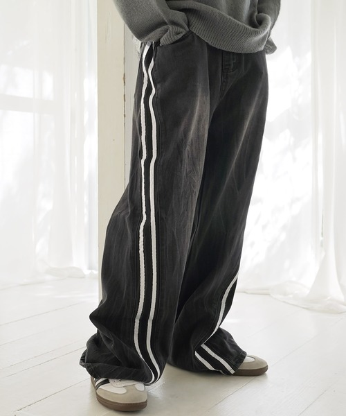 Beno(ビーノ)の「ラインデニムパンツ(デニムパンツ・メンズ・ブルー/ブラック・MEDIUM/LARGE/X-LARGE)」の1枚目の写真