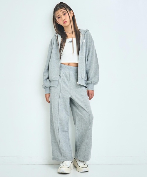 ANAP GｉRL（アナップガール）の「ラウンジウェアー 裏毛 パーカー【親子お揃い】【キッズお揃い】（パーカー・キッズ・グレー/ブラック/ピンク・XS/S/M）」の11枚目の写真