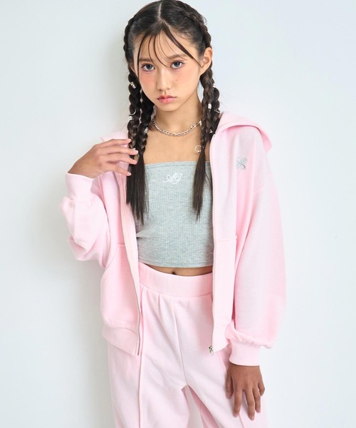 ANAP GｉRL（アナップガール）の「ラウンジウェアー 裏毛 パーカー【親子お揃い】【キッズお揃い】（パーカー・キッズ・グレー/ブラック/ピンク・XS/S/M）」の13枚目の写真