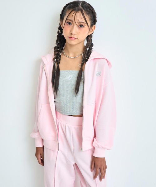 ANAP GｉRL（アナップガール）の「ラウンジウェアー 裏毛 パーカー【親子お揃い】【キッズお揃い】（パーカー・キッズ・グレー/ブラック/ピンク・XS/S/M）」の14枚目の写真