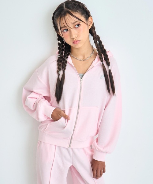 ANAP GｉRL（アナップガール）の「ラウンジウェアー 裏毛 パーカー【親子お揃い】【キッズお揃い】（パーカー・キッズ・グレー/ブラック/ピンク・XS/S/M）」の15枚目の写真