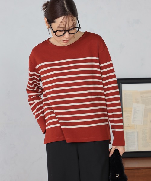 GALLORIA（ギャローリア）の「パネルボーダーTシャツ（Tシャツ/カットソー・レディース・テラコッタ/ネイビー・S/M/L/LL）」の3枚目の写真