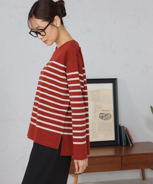 GALLORIA（ギャローリア）の「パネルボーダーTシャツ（Tシャツ/カットソー・レディース・テラコッタ/ネイビー・S/M/L/LL）」の5枚目の写真