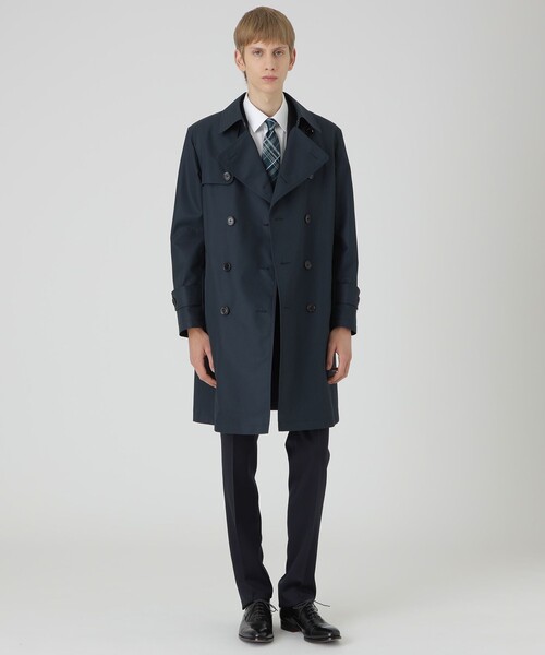 BLACK LABEL CRESTBRIDGE（ブラックレーベル・クレストブリッジ）の「マイクロピーチギャバジンダブルトレンチコート（トレンチコート・メンズ・ブラック/ネイビー・M/XL/S/L）」の2枚目の写真