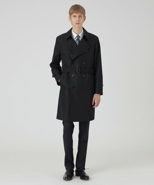 BLACK LABEL CRESTBRIDGE（ブラックレーベル・クレストブリッジ）の「マイクロピーチギャバジンダブルトレンチコート（トレンチコート・メンズ・ブラック/ネイビー・M/XL/S/L）」の3枚目の写真