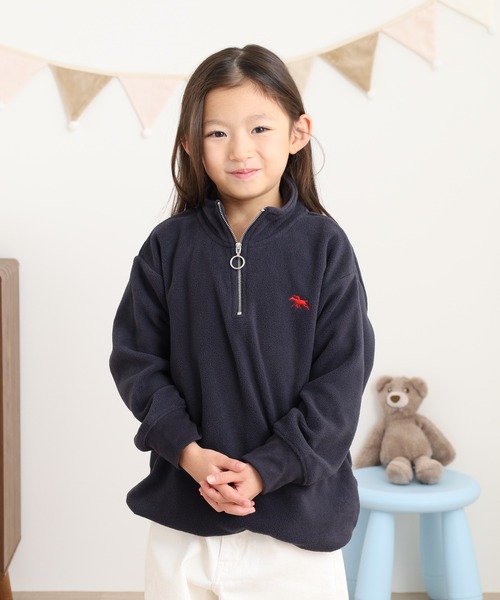 POLOCHAMPS（ポロチャンプス）の「POLOCHAMPS ハーフジップ フリーストレーナー KIDS（スウェット・キッズ・グレイッシュベージュ/ブラック/ネイビー/チャコール・130/140/150/160/110/120）」の4枚目の写真