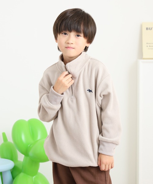 POLOCHAMPS（ポロチャンプス）の「POLOCHAMPS ハーフジップ フリーストレーナー KIDS（スウェット・キッズ・グレイッシュベージュ/ブラック/ネイビー/チャコール・130/140/150/160/110/120）」の3枚目の写真