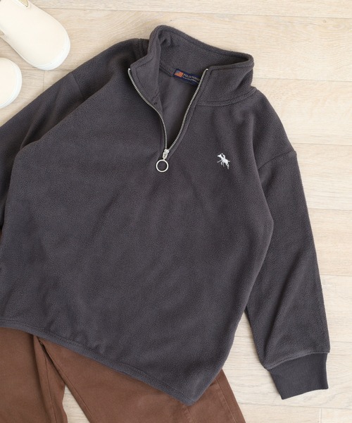 POLOCHAMPS（ポロチャンプス）の「POLOCHAMPS ハーフジップ フリーストレーナー KIDS（スウェット・キッズ・グレイッシュベージュ/ブラック/ネイビー/チャコール・130/140/150/160/110/120）」の2枚目の写真