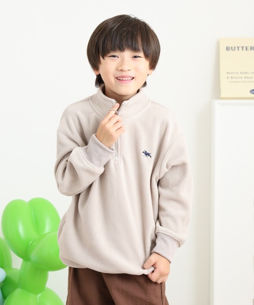 POLOCHAMPS（ポロチャンプス）の「POLOCHAMPS ハーフジップ フリーストレーナー KIDS（スウェット・キッズ・グレイッシュベージュ/ブラック/ネイビー/チャコール・130/140/150/160/110/120）」の5枚目の写真