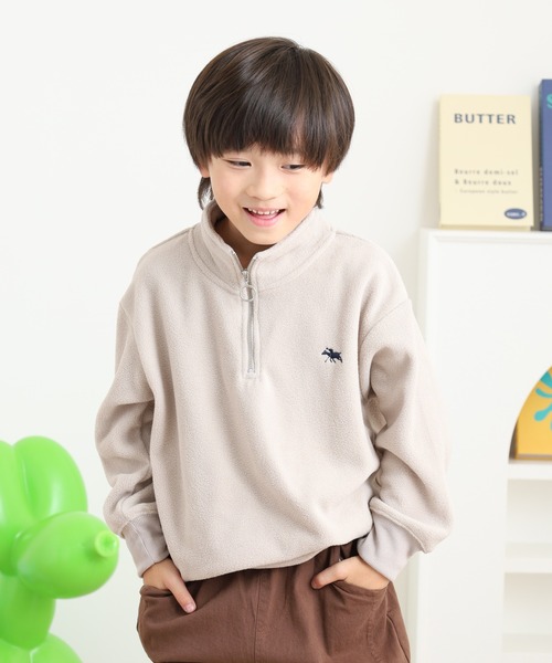 POLOCHAMPS（ポロチャンプス）の「POLOCHAMPS ハーフジップ フリーストレーナー KIDS（スウェット・キッズ・グレイッシュベージュ/ブラック/ネイビー/チャコール・130/140/150/160/110/120）」の6枚目の写真