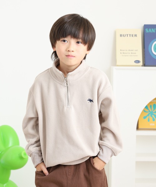 POLOCHAMPS（ポロチャンプス）の「POLOCHAMPS ハーフジップ フリーストレーナー KIDS（スウェット・キッズ・グレイッシュベージュ/ブラック/ネイビー/チャコール・130/140/150/160/110/120）」の7枚目の写真