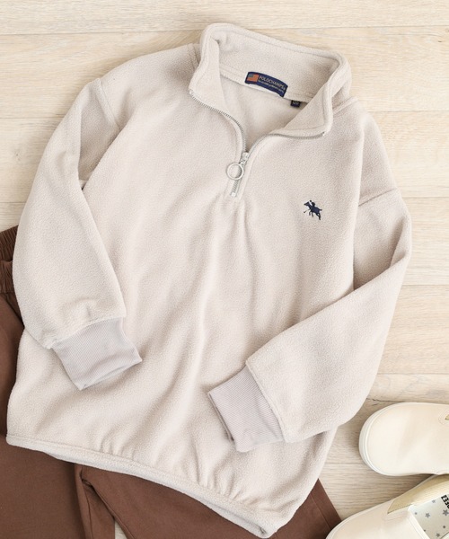 POLOCHAMPS（ポロチャンプス）の「POLOCHAMPS ハーフジップ フリーストレーナー KIDS（スウェット・キッズ・グレイッシュベージュ/ブラック/ネイビー/チャコール・130/140/150/160/110/120）」の10枚目の写真