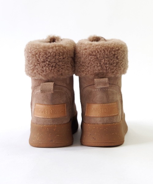 Minnetonka（ミネトンカ）の「【MINNETONKA/ミネトンカ】  25M04 厚底フロントジップボアブーツ（ブーツ・レディース・アッシュグレー/ブラック/ブラウン・6/7/8/9）」の5枚目の写真