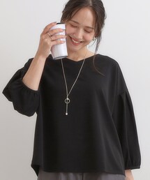 DRESKIP | 【2点セット/7分袖】大人のきれい見え お袖タック入りアクセ付きトップス(Tシャツ/カットソー)